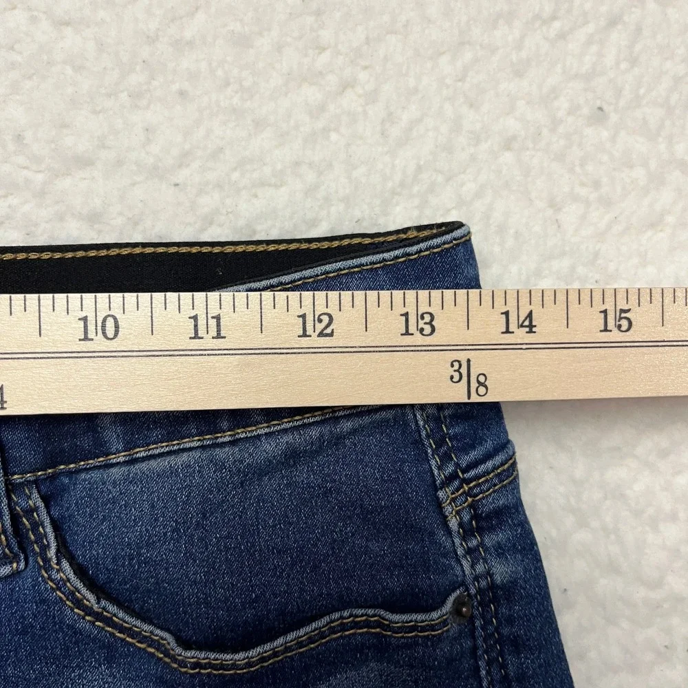 Curve Appeal Denim Shorts‎ Womens 6/28 Blue Dark Wash Raw Hem High Rise Stretch